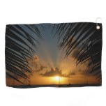 Sunset Through Palm Fronds Tropical Seascape Golf Towel