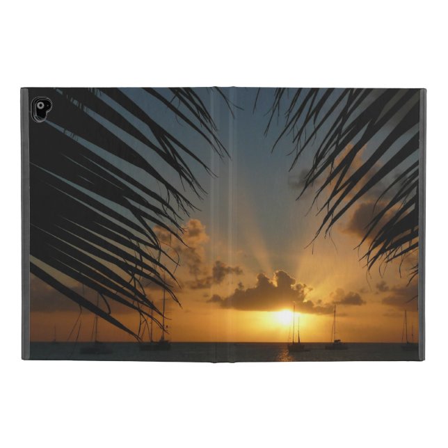 Sunset Through Palm Fronds Tropical Seascape iPad Pro 9.7" Case (Outside)