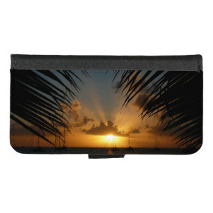 Sunset Through Palm Fronds Tropical Seascape iPhone 8/7 Wallet Case