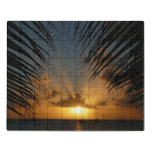 Sunset Through Palm Fronds Tropical Seascape Jigsaw Puzzle