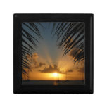 Sunset Through Palm Fronds Tropical Seascape Keepsake Box