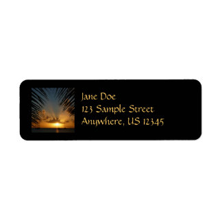 Sunset Through Palm Fronds Tropical Seascape Label