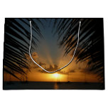 Sunset Through Palm Fronds Tropical Seascape Large Gift Bag