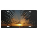 Sunset Through Palm Fronds Tropical Seascape License Plate