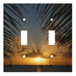 Sunset Through Palm Fronds Tropical Seascape Light Switch Cover