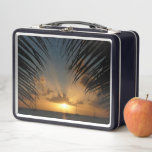 Sunset Through Palm Fronds Tropical Seascape Metal Lunch Box