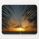 Sunset Through Palm Fronds Tropical Seascape Mouse Pad