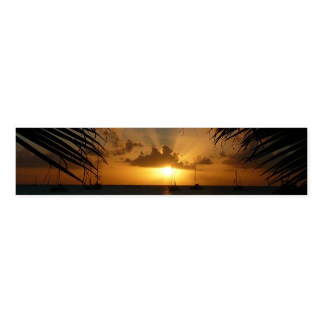 Sunset Through Palm Fronds Tropical Seascape Napkin Bands (Unfolded)
