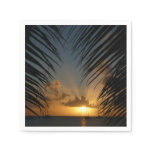 Sunset Through Palm Fronds Tropical Seascape Paper Napkins