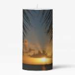 Sunset Through Palm Fronds Tropical Seascape Pillar Candle