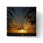 Sunset Through Palm Fronds Tropical Seascape Pinback Button