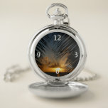 Sunset Through Palm Fronds Tropical Seascape Pocket Watch
