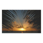 Sunset Through Palm Fronds Tropical Seascape Rectangular Sticker