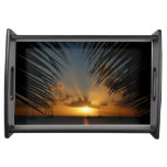 Sunset Through Palm Fronds Tropical Seascape Serving Tray