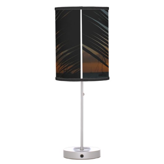 Sunset Through Palm Fronds Tropical Seascape Table Lamp (Back)