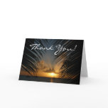 Sunset Through Palm Fronds Tropical Seascape Thank You Card