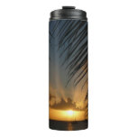 Sunset Through Palm Fronds Tropical Seascape Thermal Tumbler