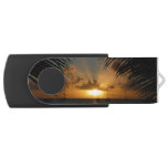 Sunset Through Palm Fronds Tropical Seascape USB Flash Drive