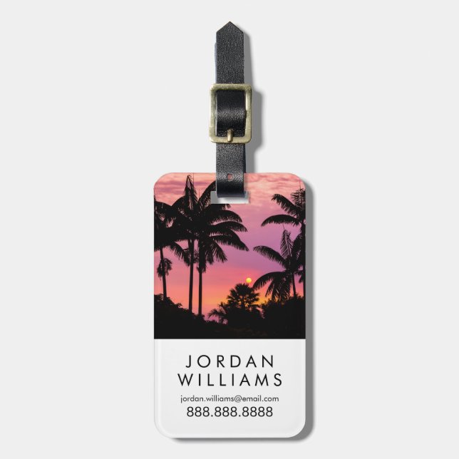 Sunset through Palm Trees Luggage Tag (Front Vertical)