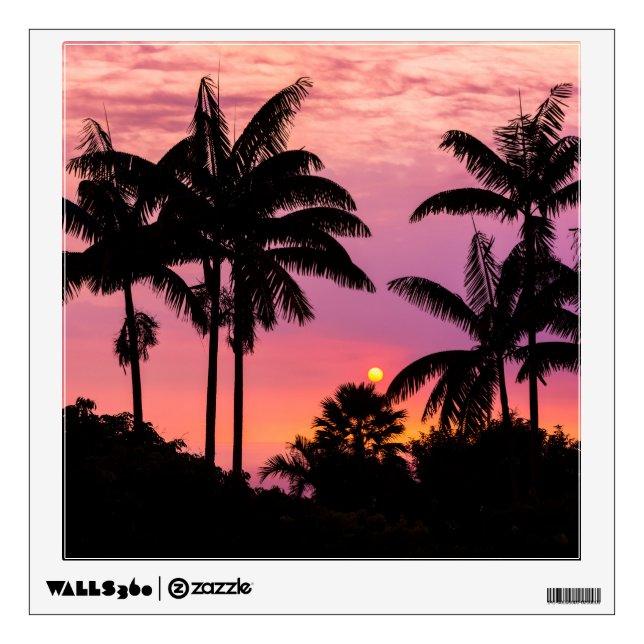 Sunset through Palm Trees Wall Decal (Front)