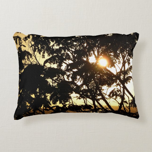 Sunset Through Trees I Tropical Photography Accent Pillow (Front)
