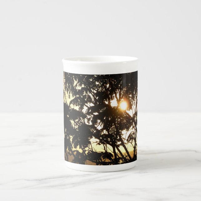 Sunset Through Trees I Tropical Photography Bone China Mug (Front)