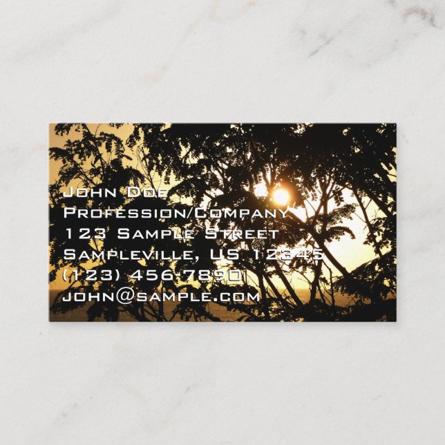 Sunset Through Trees I Tropical Photography Business Card (Front)