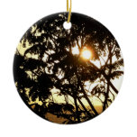 Sunset Through Trees I Tropical Photography Ceramic Ornament