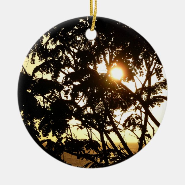 Sunset Through Trees I Tropical Photography Ceramic Ornament (Front)