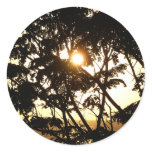 Sunset Through Trees I Tropical Photography Classic Round Sticker
