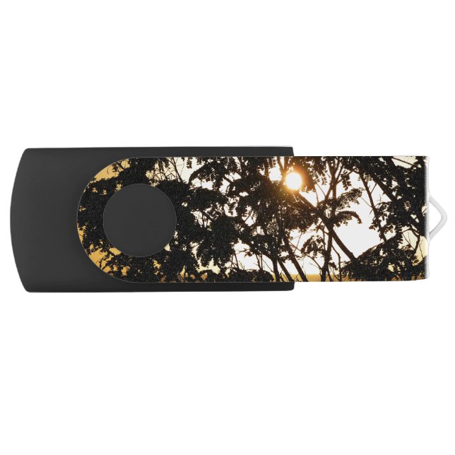Sunset Through Trees I Tropical Photography Flash Drive (Front)