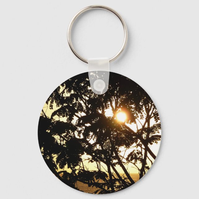 Sunset Through Trees I Tropical Photography Keychain (Front)