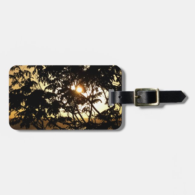 Sunset Through Trees I Tropical Photography Luggage Tag (Front Horizontal)