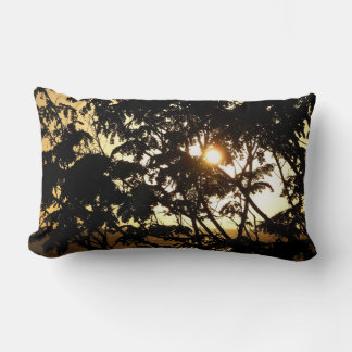 Sunset Through Trees I Tropical Photography Lumbar Pillow