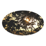 Sunset Through Trees I Tropical Photography Oval Sticker