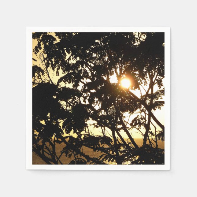 Sunset Through Trees I Tropical Photography Paper Napkins (Front)