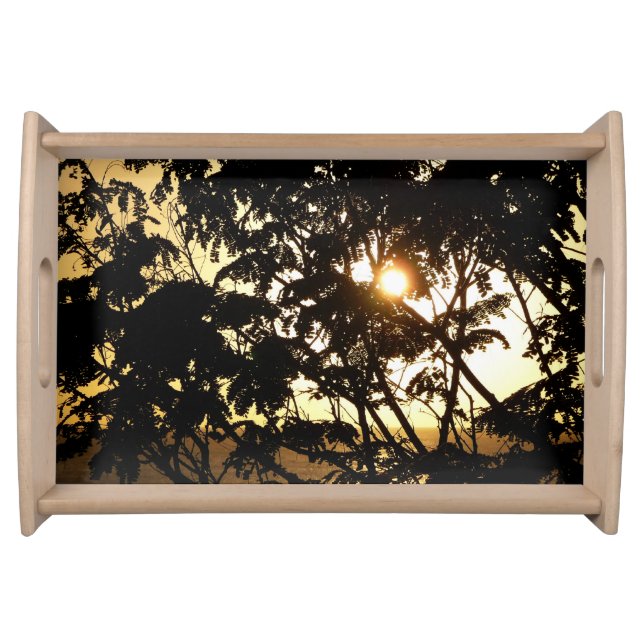 Sunset Through Trees I Tropical Photography Serving Tray (Front)