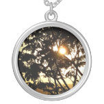 Sunset Through Trees I Tropical Photography Silver Plated Necklace