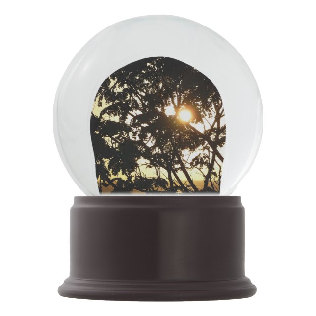 Sunset Through Trees I Tropical Photography Snow Globe (Front)
