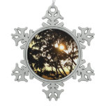 Sunset Through Trees I Tropical Photography Snowflake Pewter Christmas Ornament