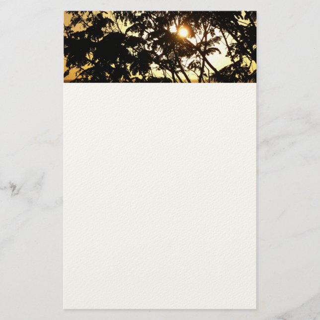 Sunset Through Trees I Tropical Photography Stationery (Front)