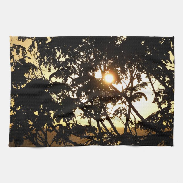 Sunset Through Trees I Tropical Photography Towel (Horizontal)