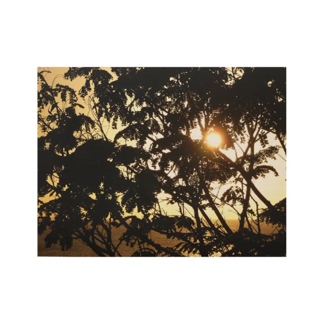 Sunset Through Trees I Tropical Photography Wood Poster (Front)