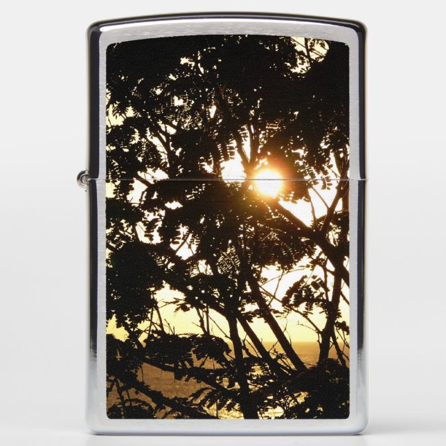 Sunset Through Trees I Tropical Photography Zippo Lighter (Front)