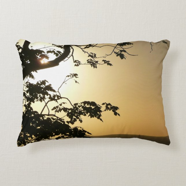 Sunset Through Trees II Tropical Photography Accent Pillow (Front)