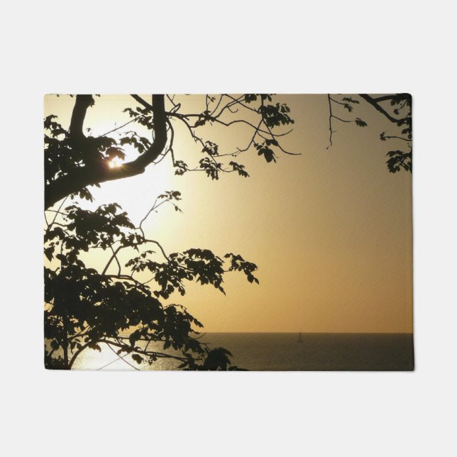 Sunset Through Trees II Tropical Photography Doormat (Front)