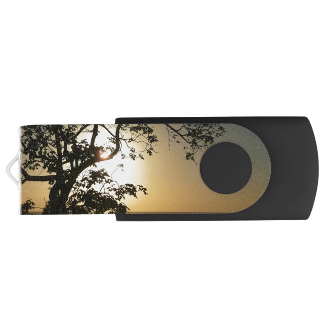 Sunset Through Trees II Tropical Photography Flash Drive (Back)