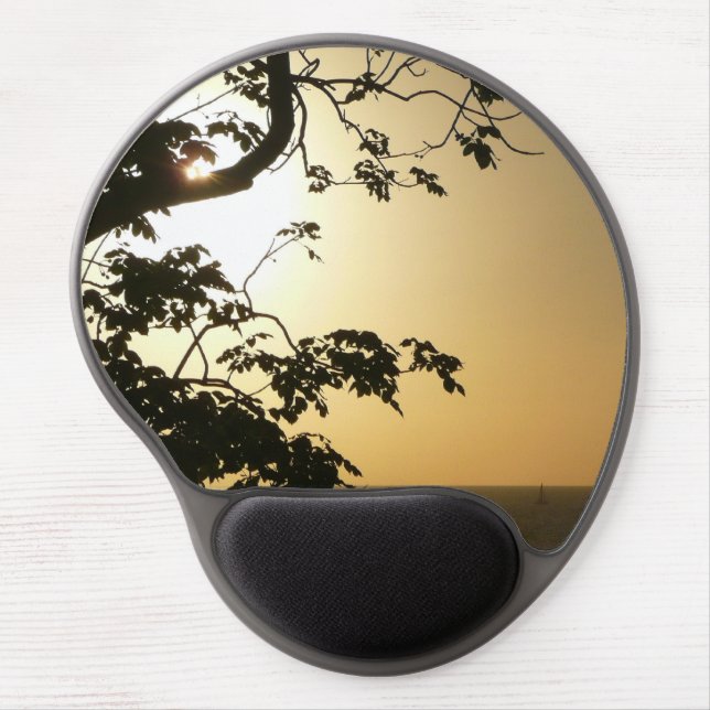 Sunset Through Trees II Tropical Photography Gel Mouse Pad (Front)