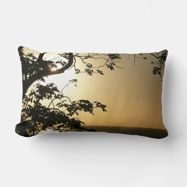Sunset Through Trees II Tropical Photography Lumbar Pillow (Front)