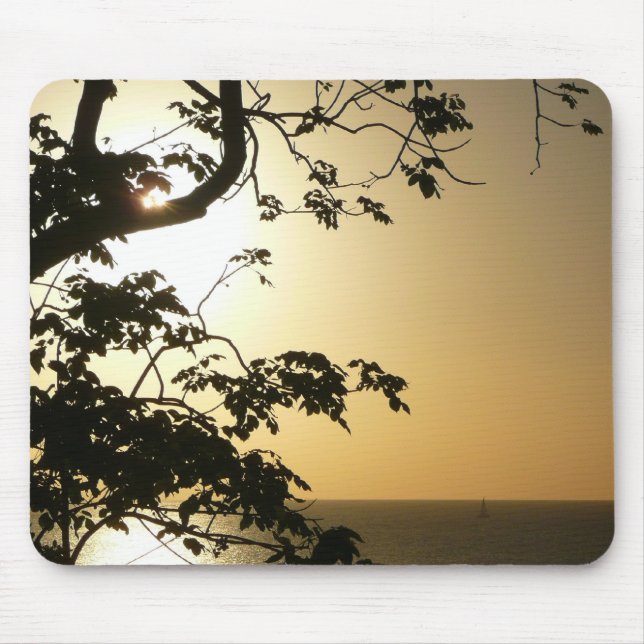 Sunset Through Trees II Tropical Photography Mouse Pad (Front)